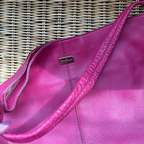 Cole Haan Pink Leather Hobo Bag with Seam Detail